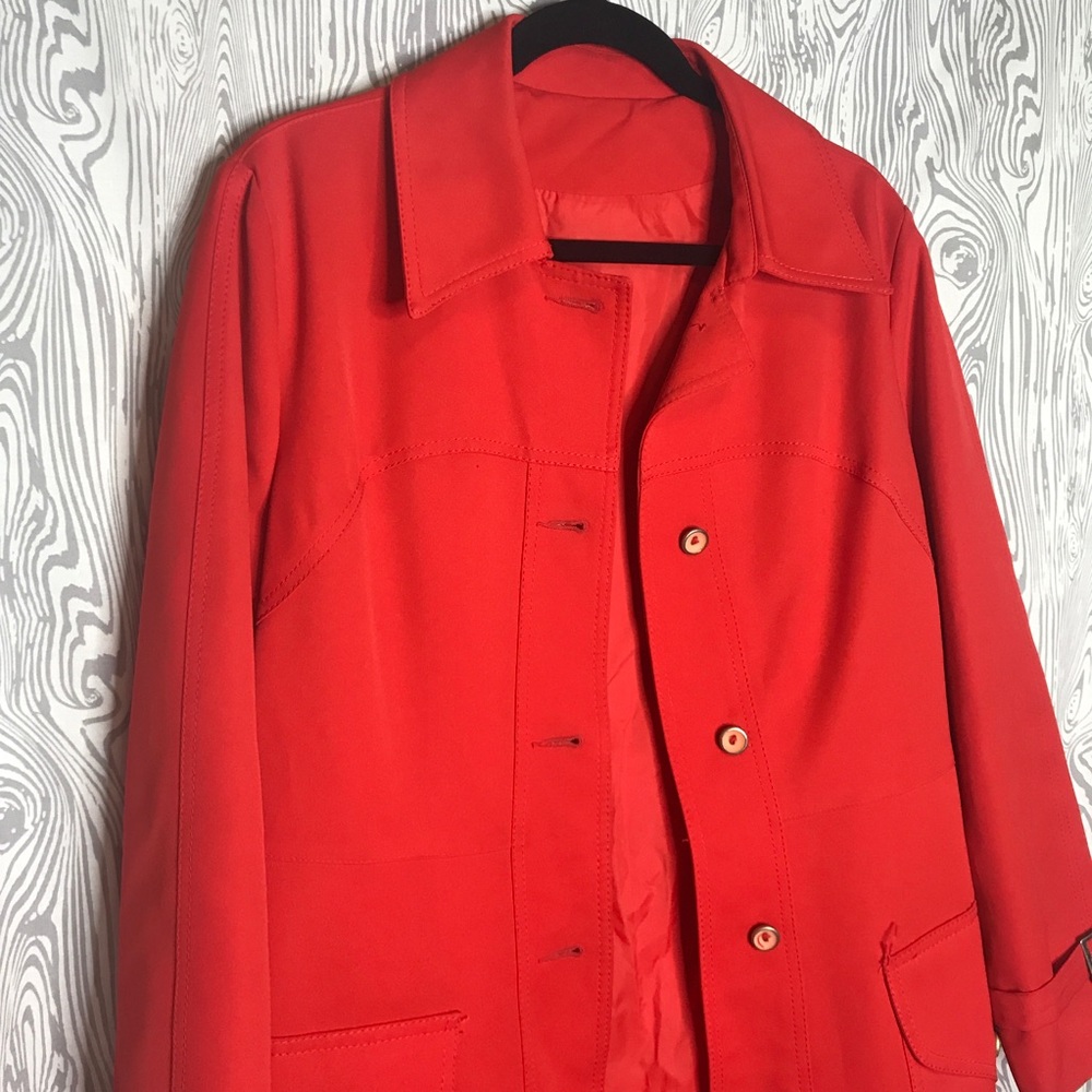 Vintage Trench / Raincoat - Vibrant Red